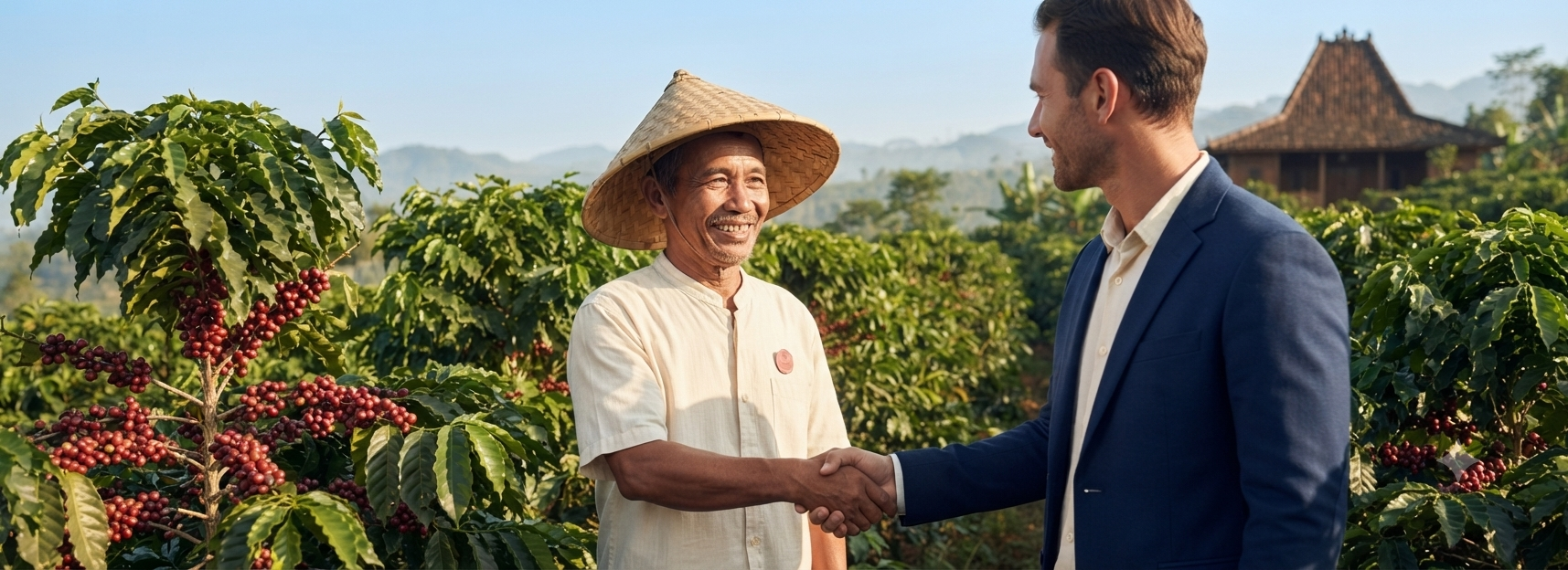Handshake with a farming cooperative partner in the field