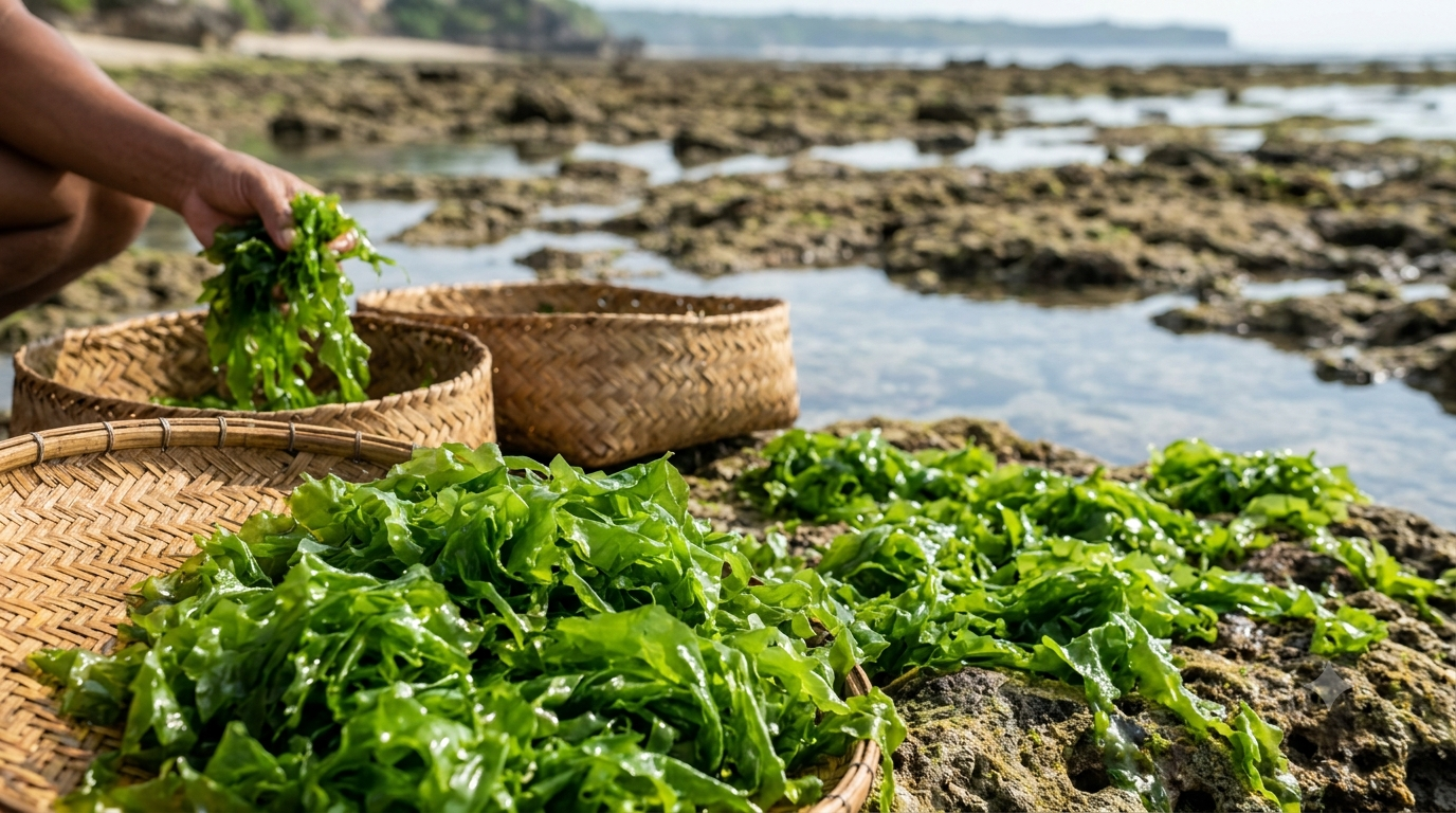 Sea lettuce harvested from reef flats